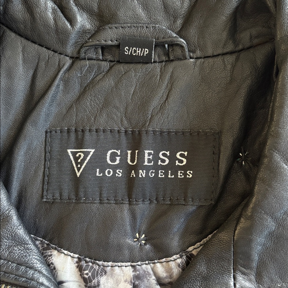 Guess Women's Leather Jacket moon and stars small GUC - Picture 3 of 6